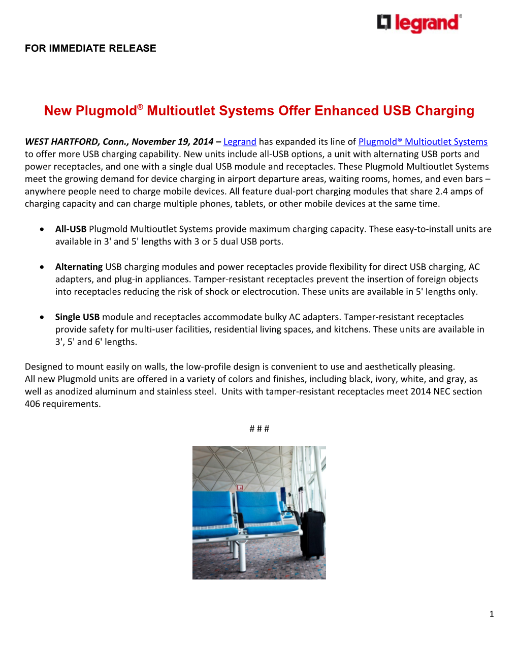 New Plugmold Multioutlet Systems Offer Enhanced USB Charging