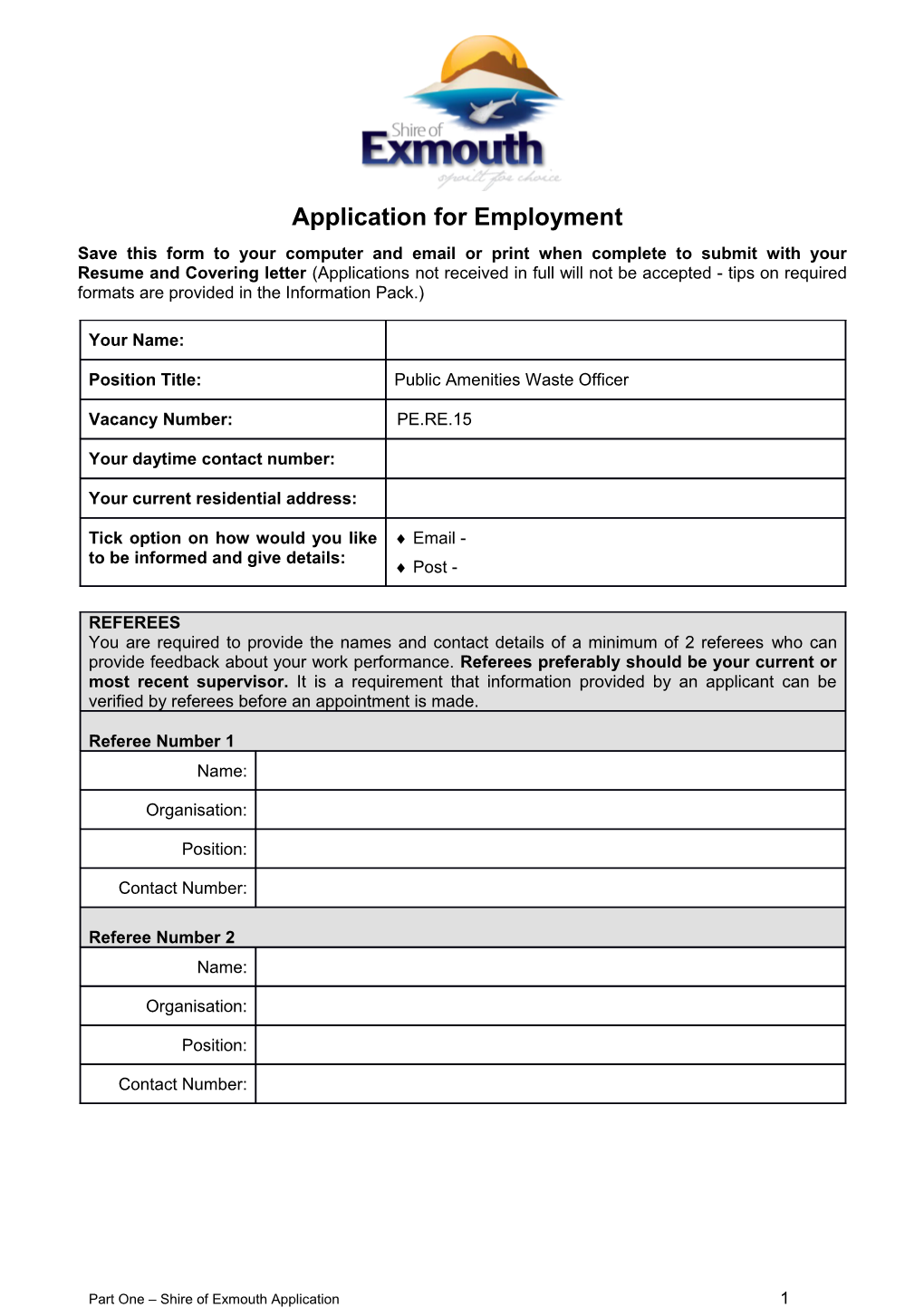 Application for Employment s86