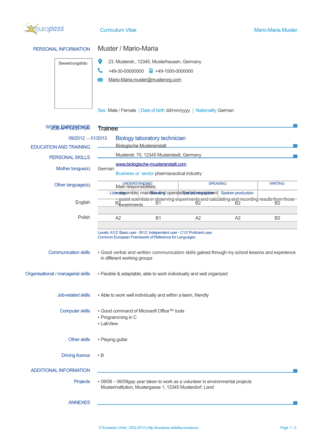 Extended Information on Acquired Laboratory Skills