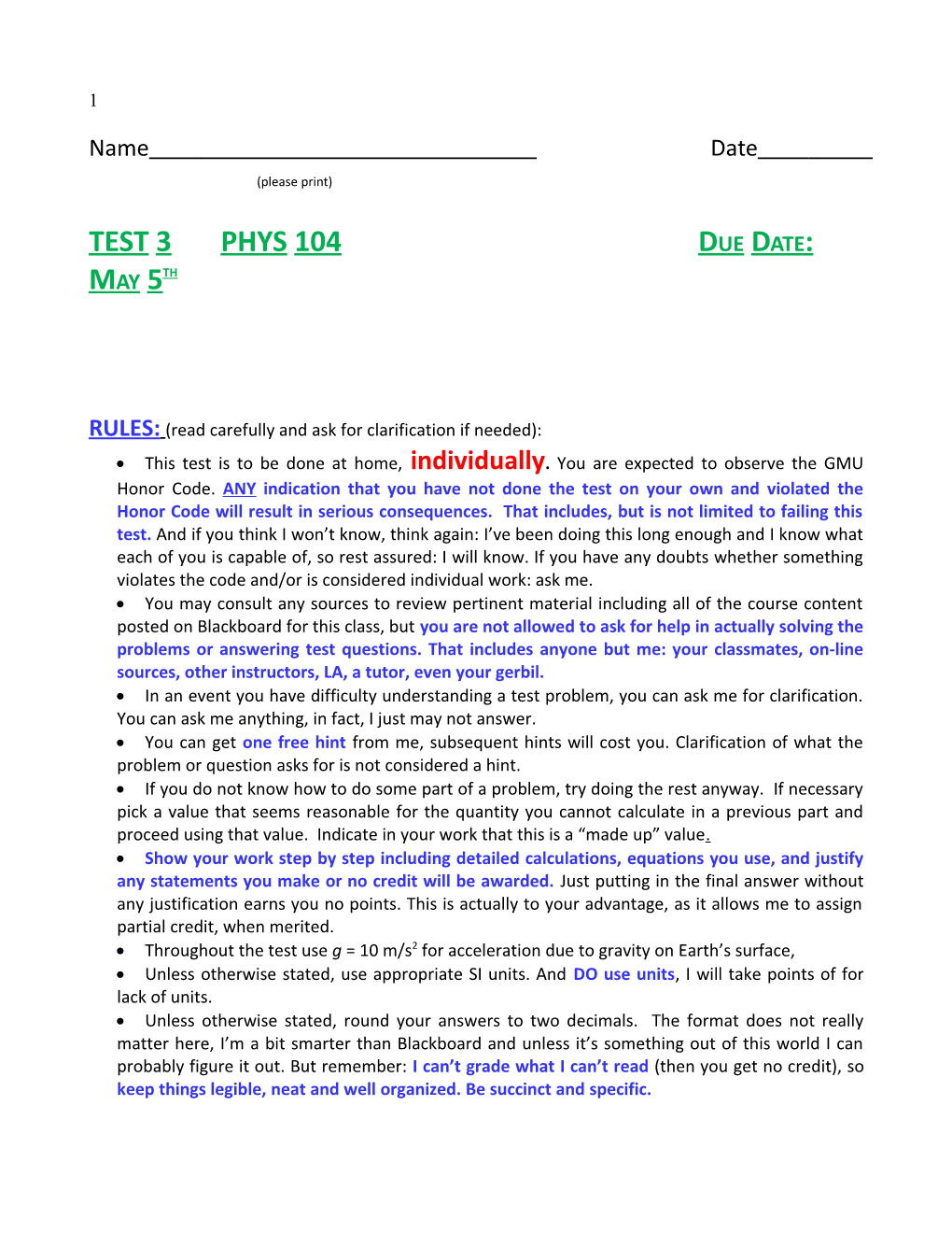 Proposed Labs for Phys 104