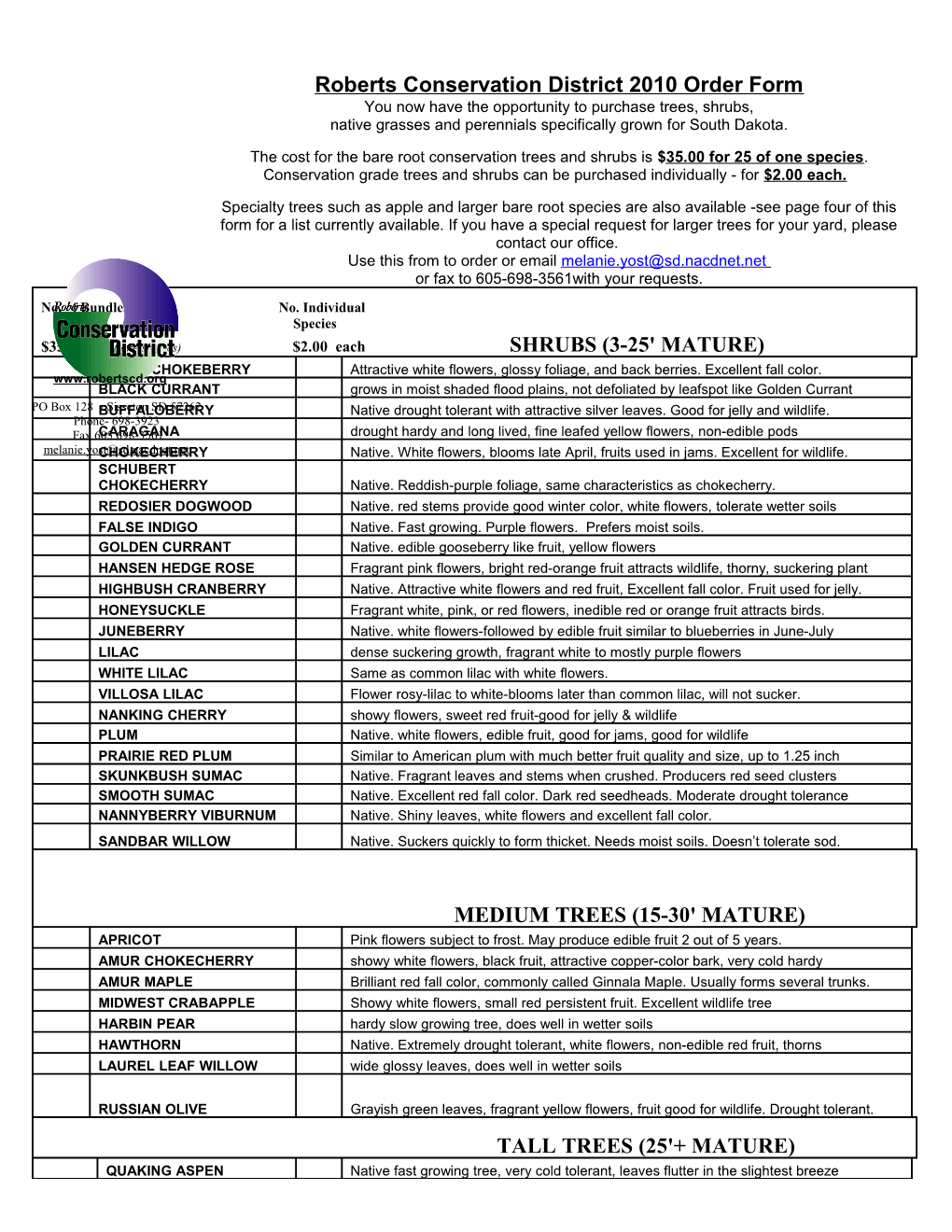 2005 Application for Conservation Stock