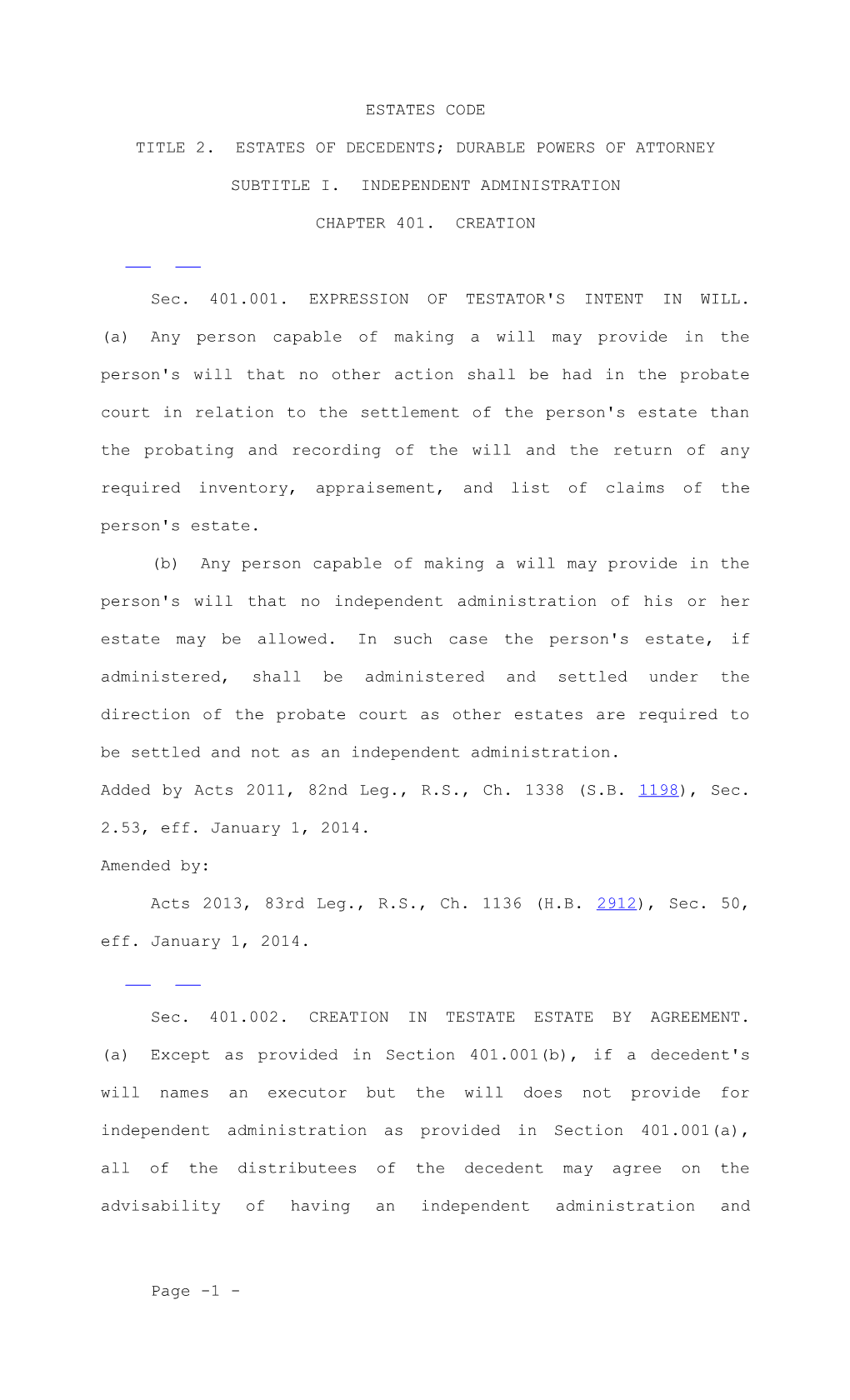 Title 2. Estates of Decedents; Durable Powers of Attorney s1