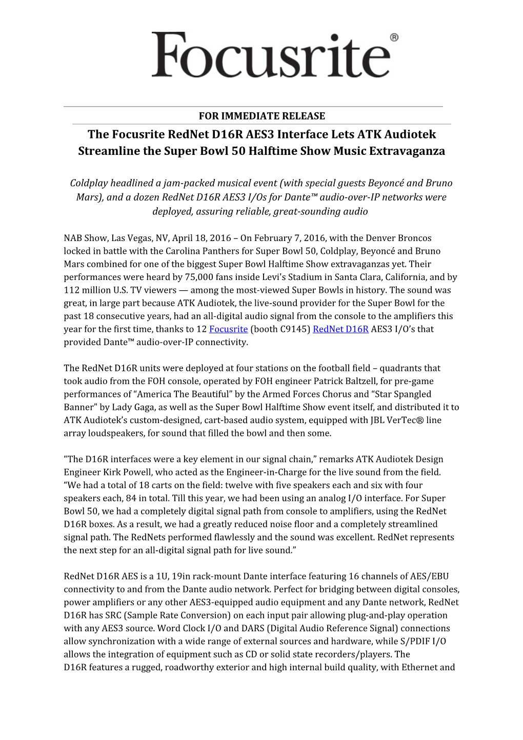 For Immediate Release s380