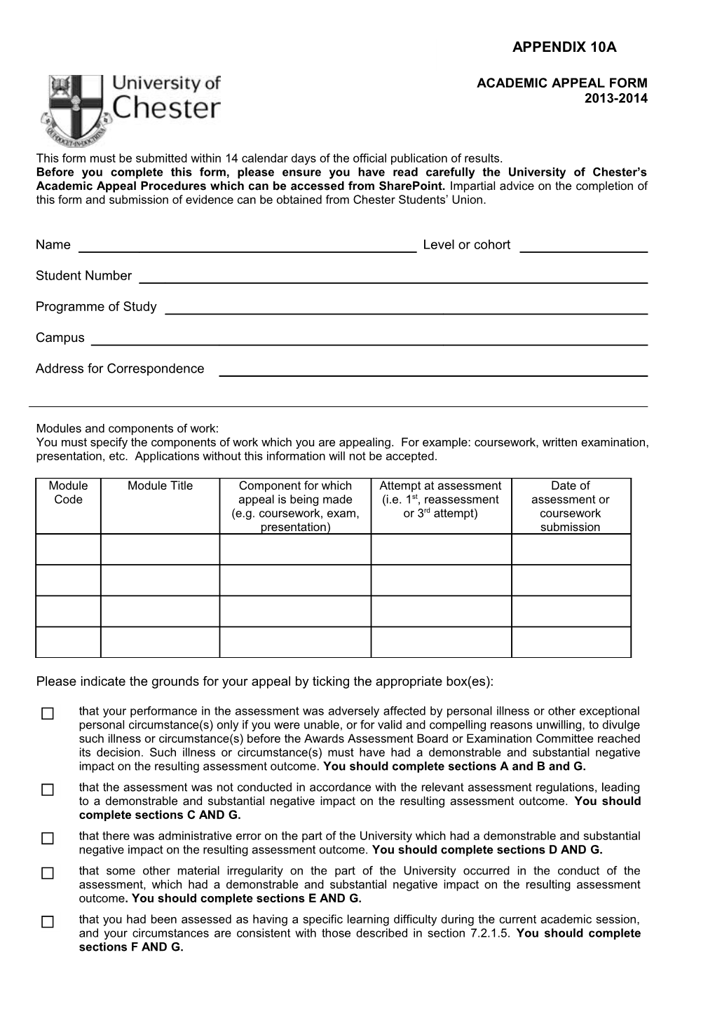 This Form Must Be Submitted Within 14 Calendar Days of the Official Publication of Results