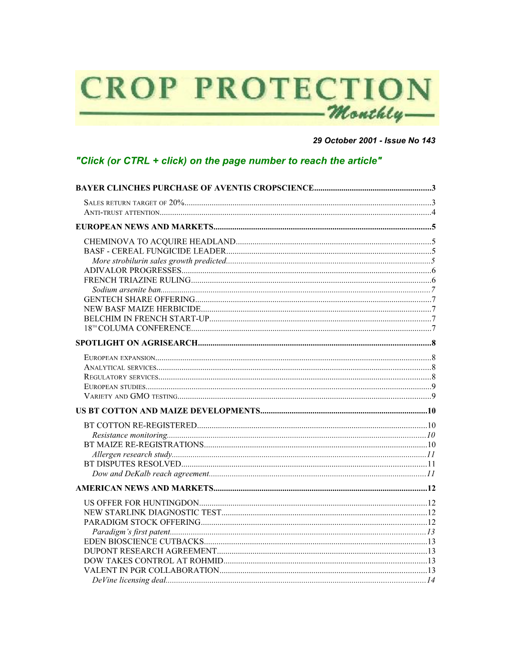 Crop Protection Monthly by E-Mail