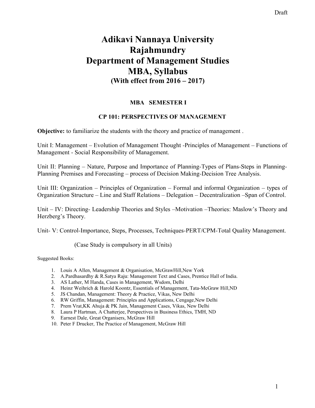 Department of Management Studies