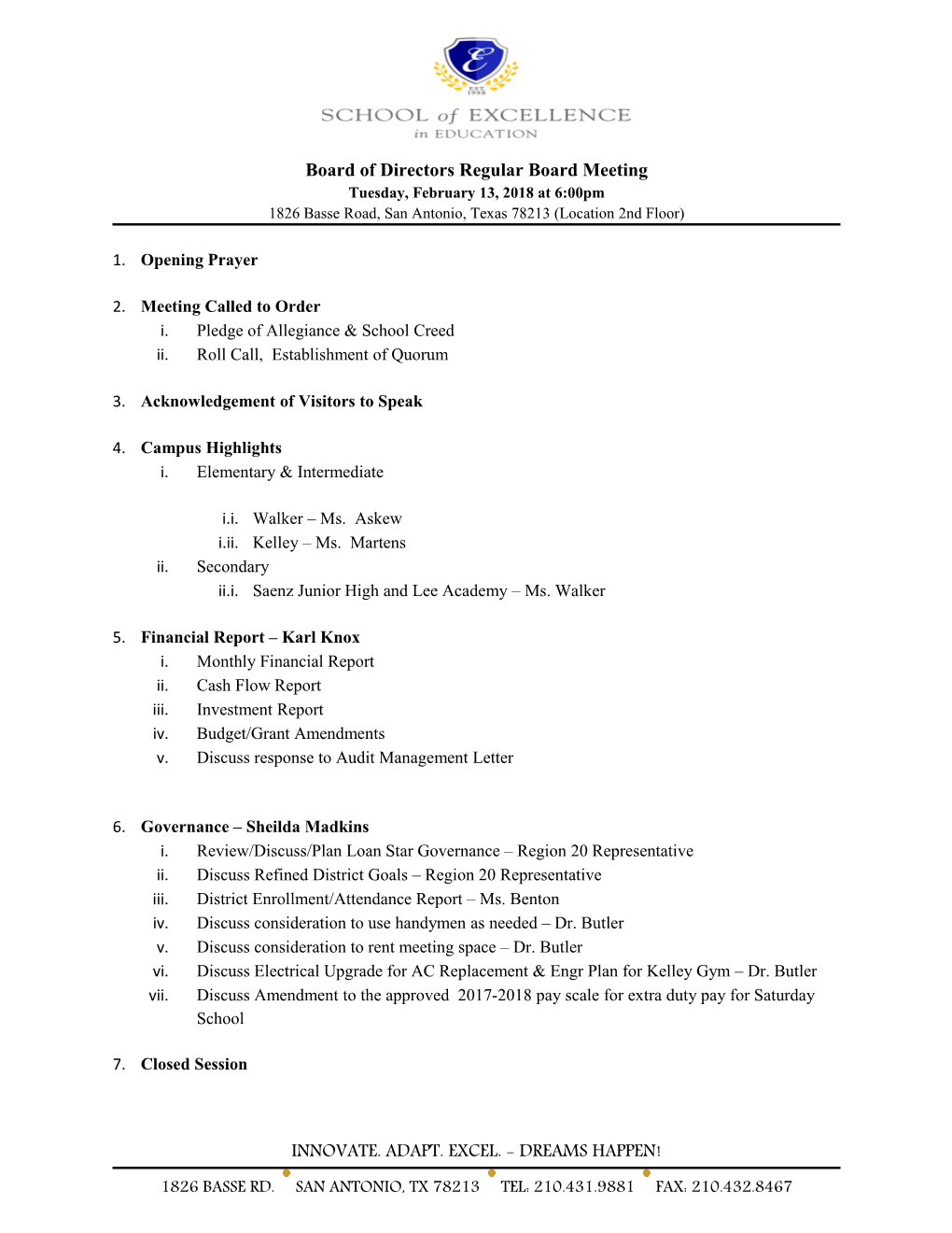 Board of Directorsregular Board Meeting