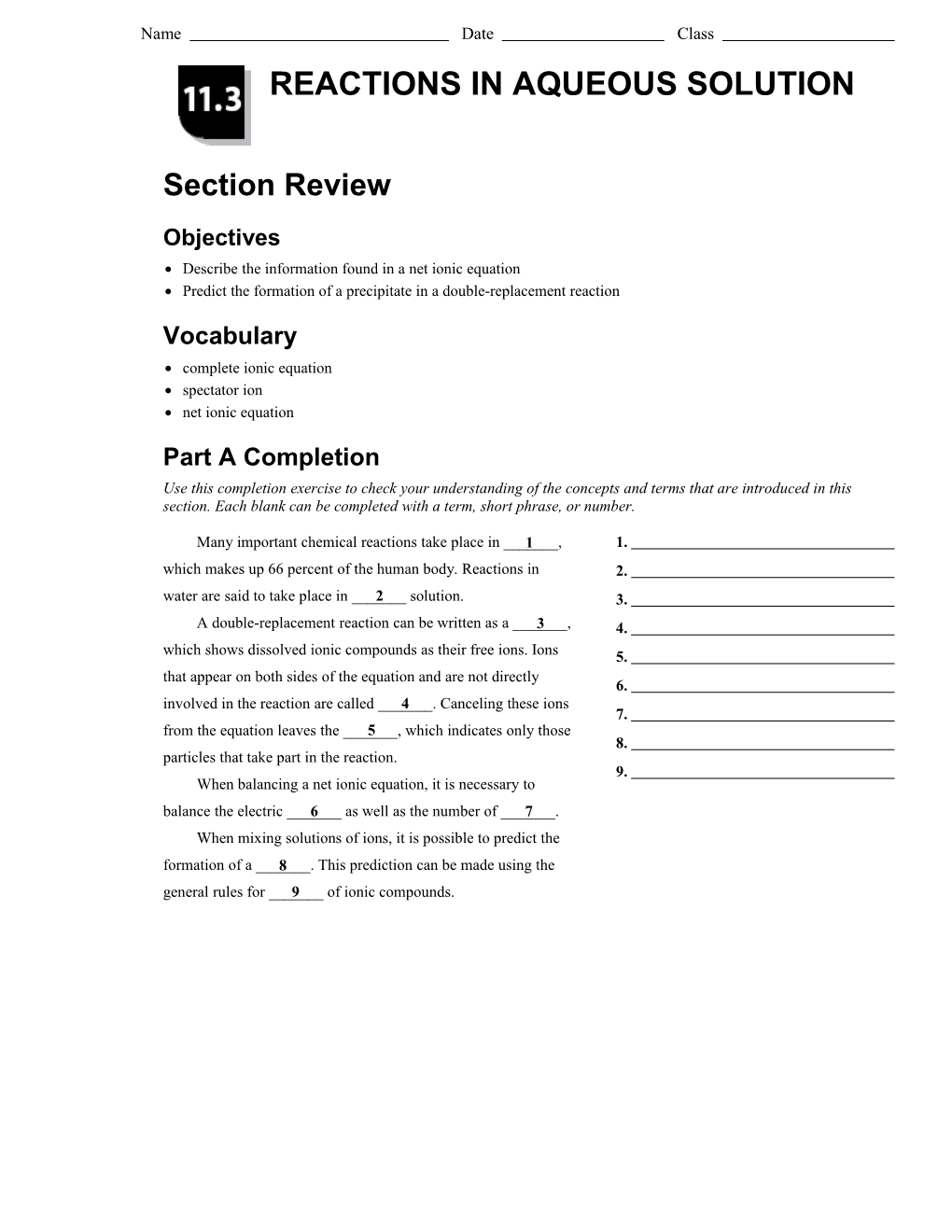 Describe the Information Found in a Net Ionic Equation