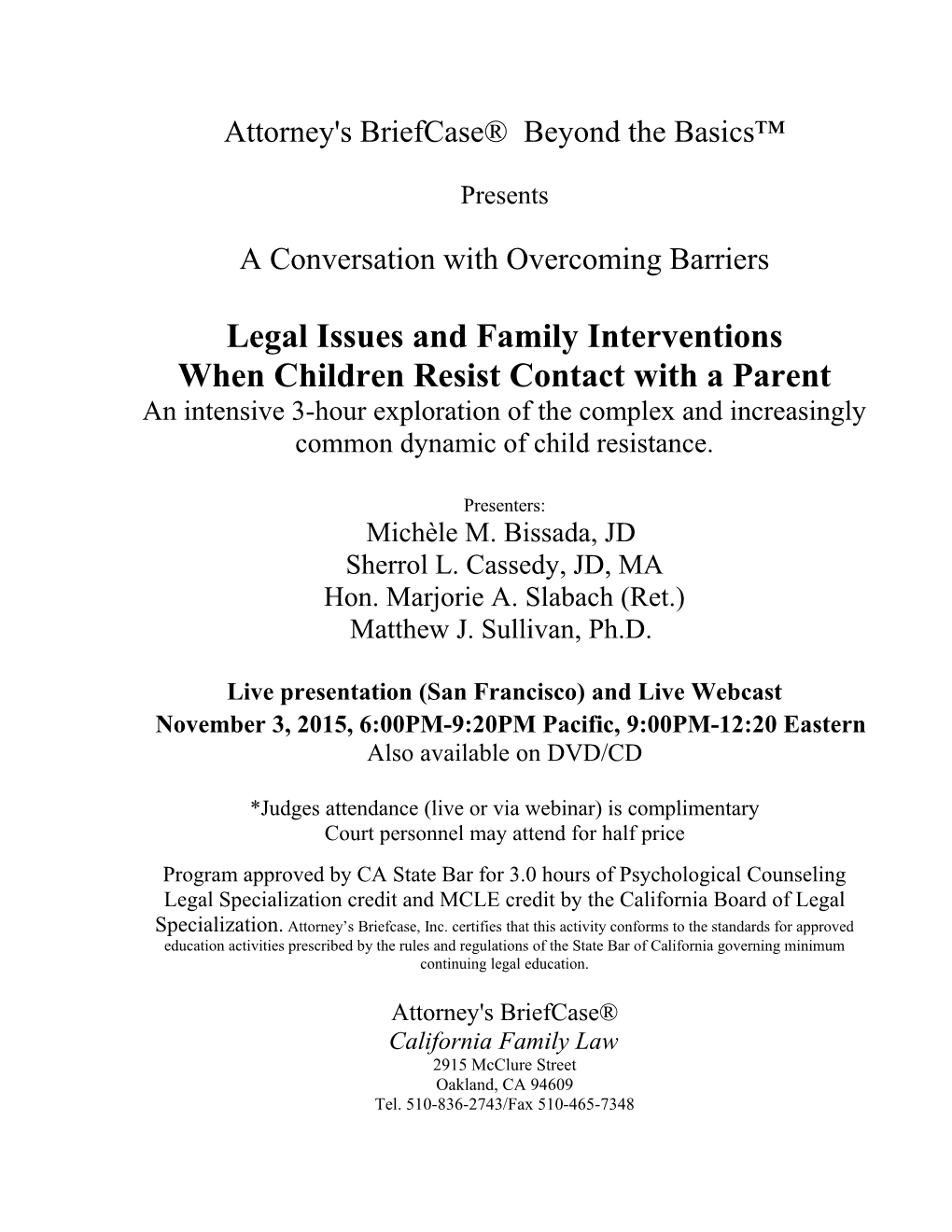 Legal Issues and Family Interventions