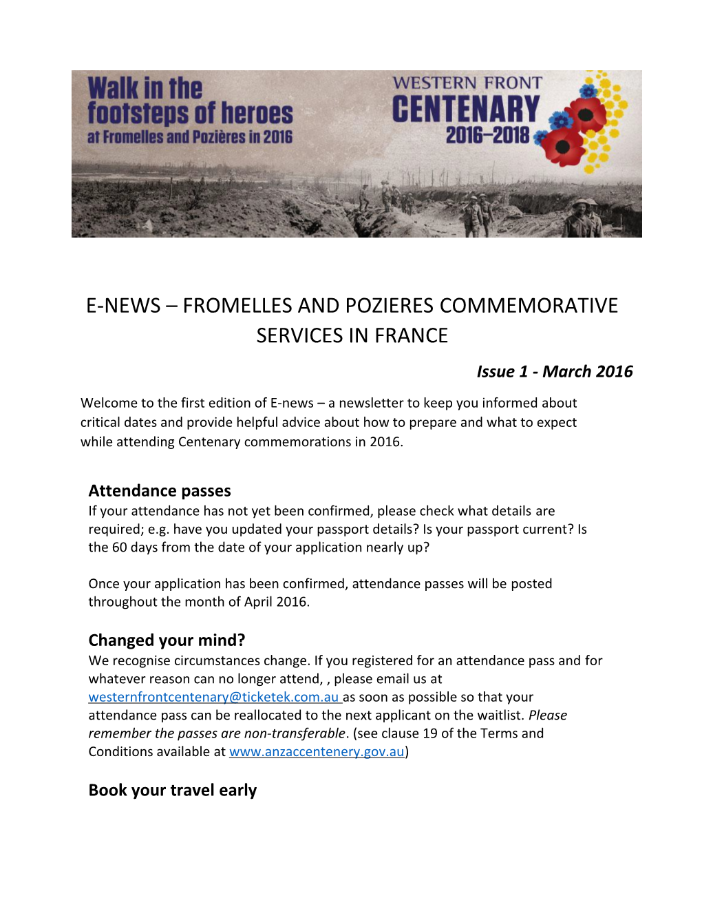 E-News Fromelles and Pozierescommemorativeservices Infrance