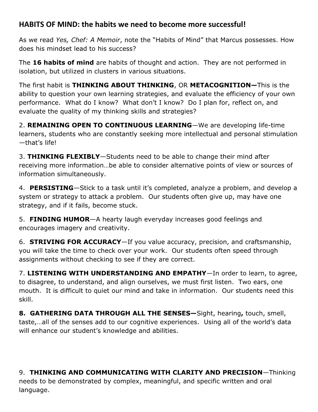 HABITS of MIND: the Habits We Need to Become More Successful!