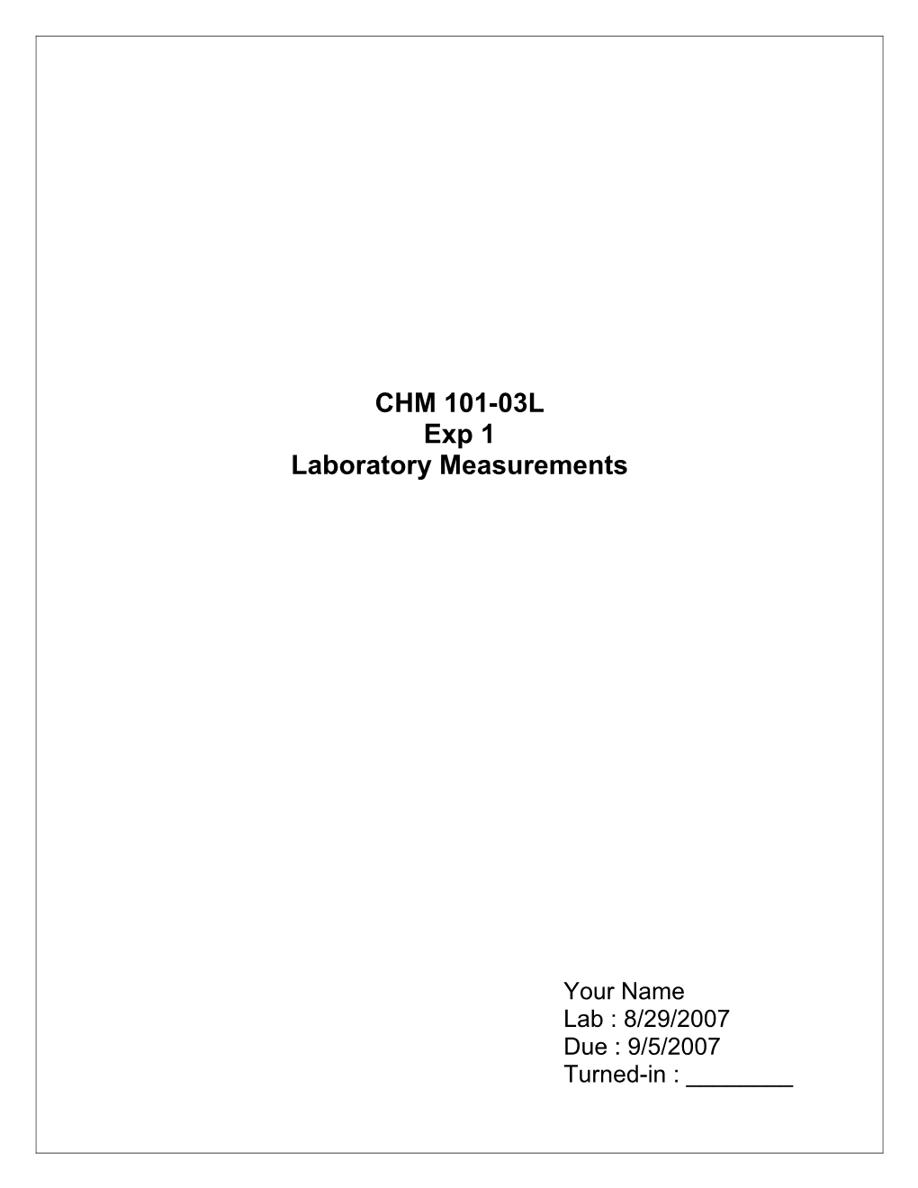 Laboratory Measurements