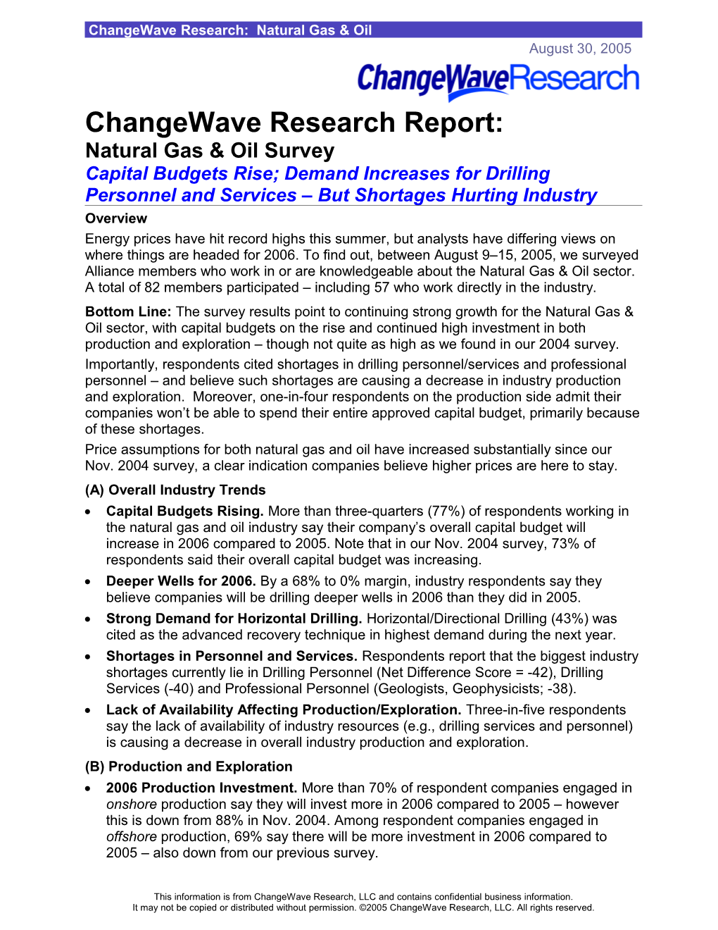 Changewave Research: Natural Gas & Oil s1