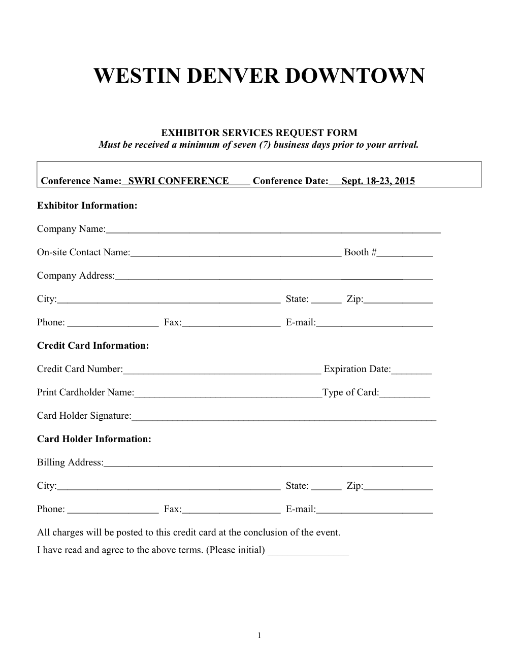 Exhibitor Services Request Form