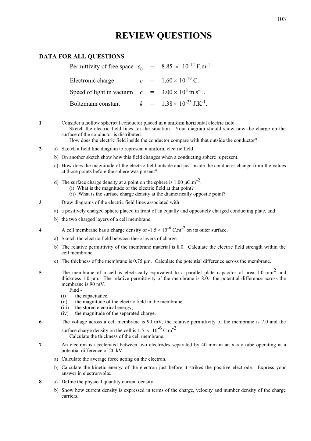 Data for All Questions