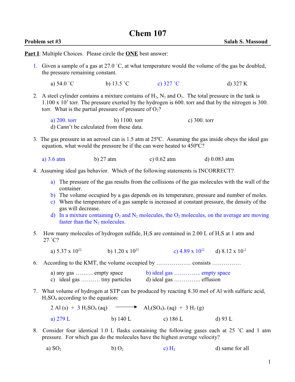 Problem Set #3 Salah S. Massoud