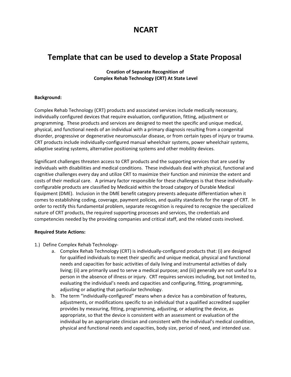 Template That Can Be Used to Develop a State Proposal