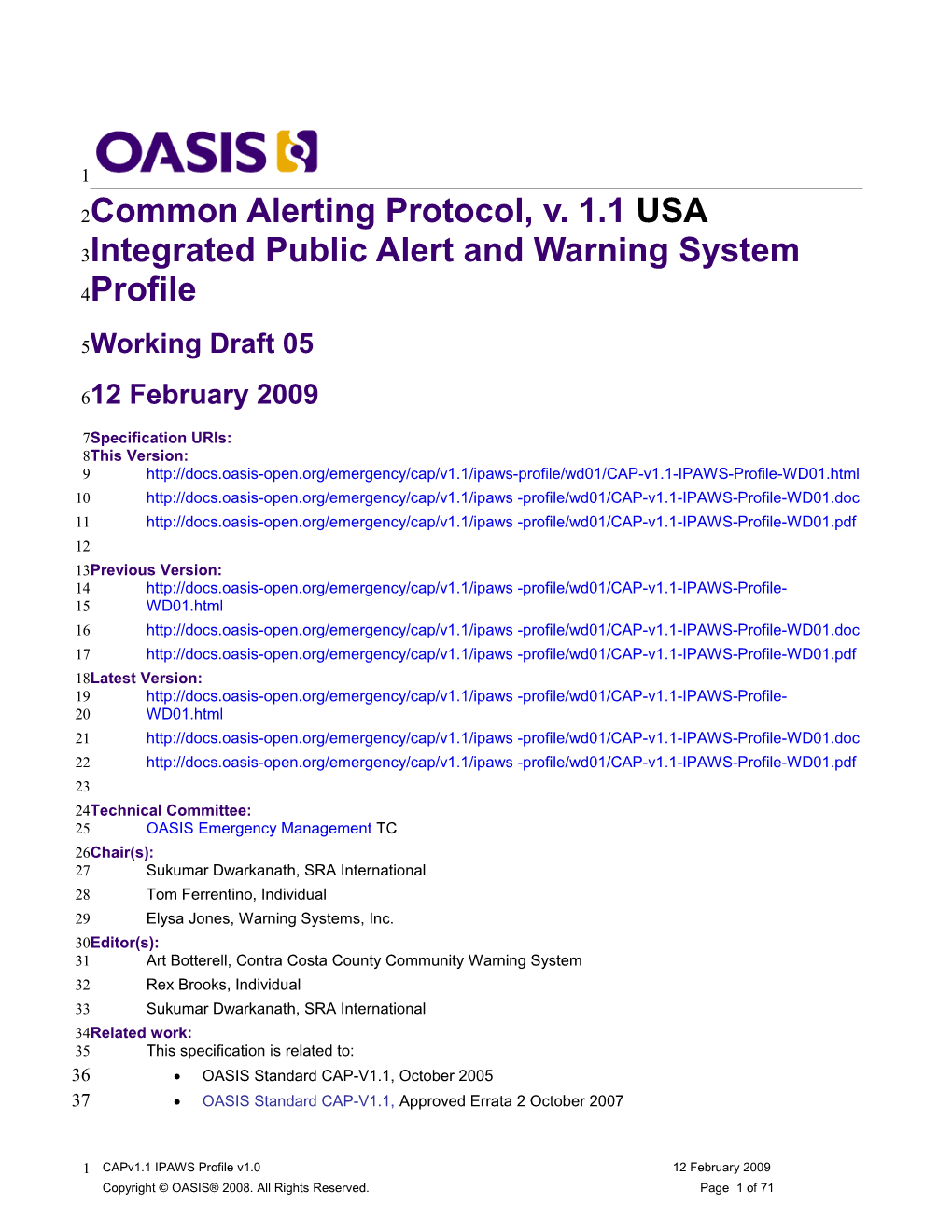 OASIS Specification Template s1