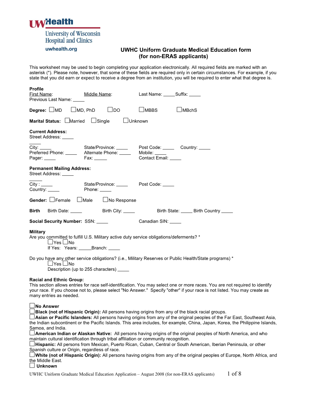 This Worksheet May Be Printed and Used to Begin Completing Your ERAS Application Off-Line