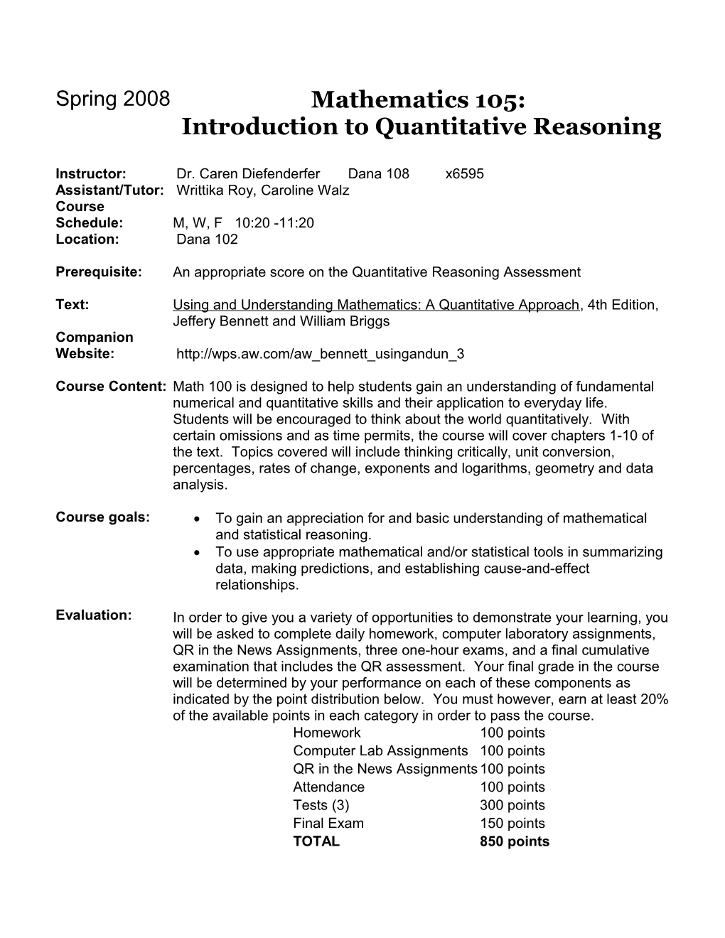 Introduction to Quantitative Reasoning