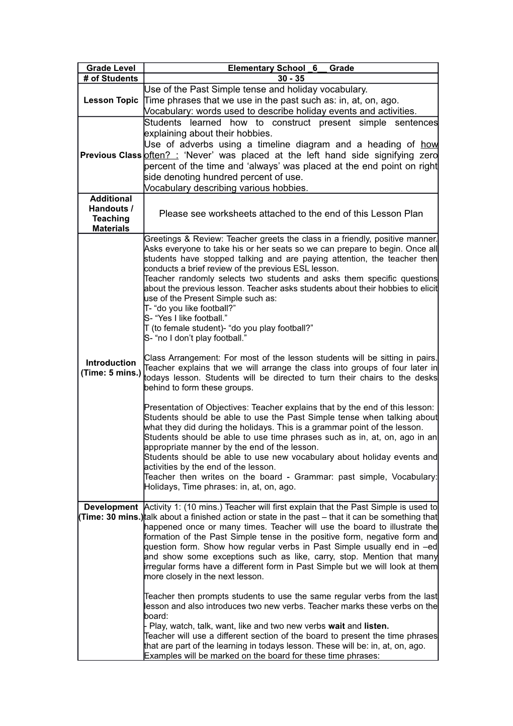 Comprehension Reading Piece and Questions (Activity 2)