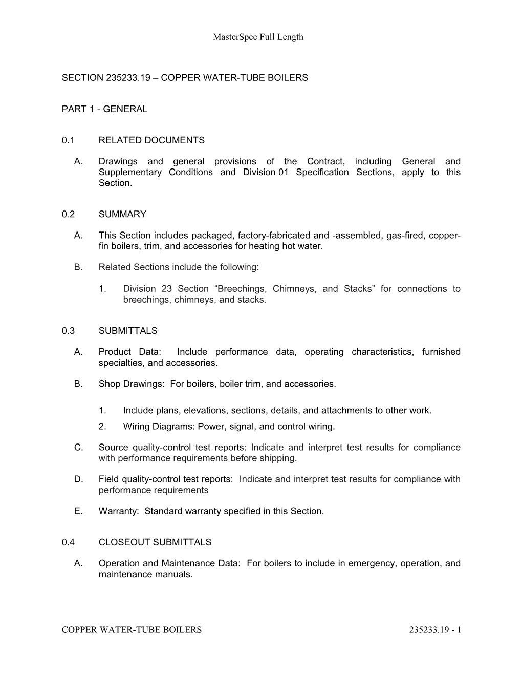 Section 235216 - Condensing Boilers