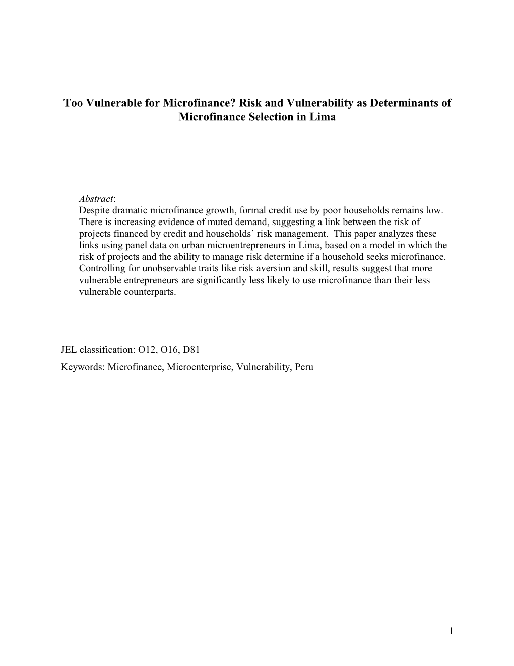 While the Overall Impact of Microcredit on Outcome Variables