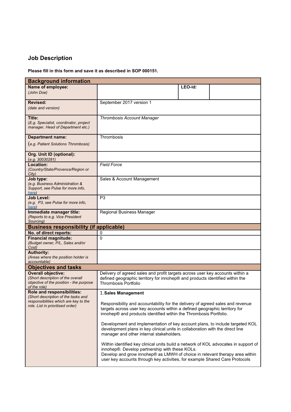 Please Fill in This Form and Save It As Described in SOP 000151