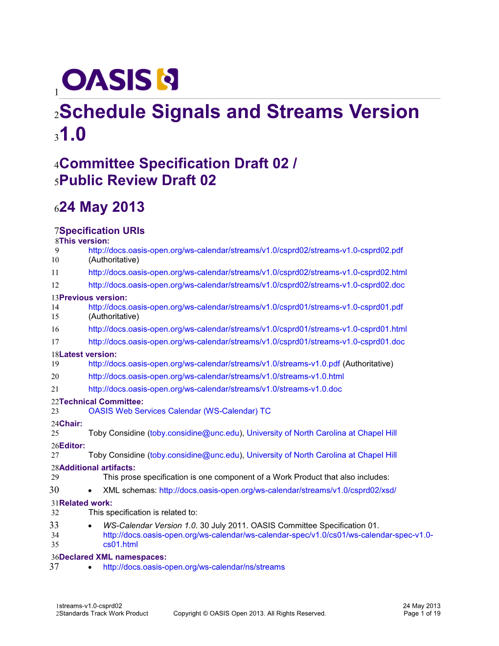 Schedule Signals and Streams Version 1.0