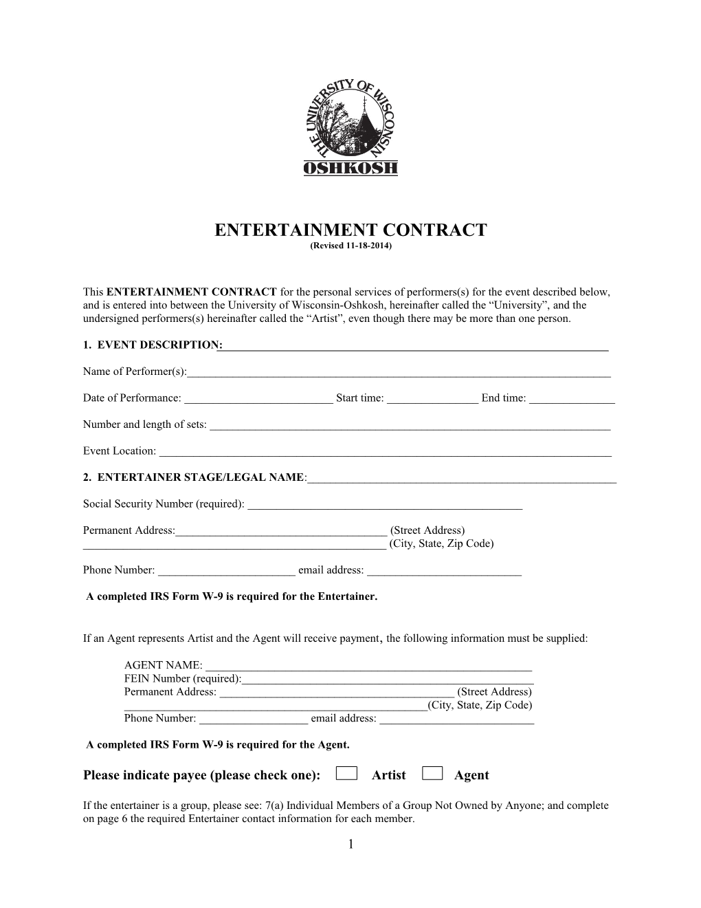 Entertainment Contract