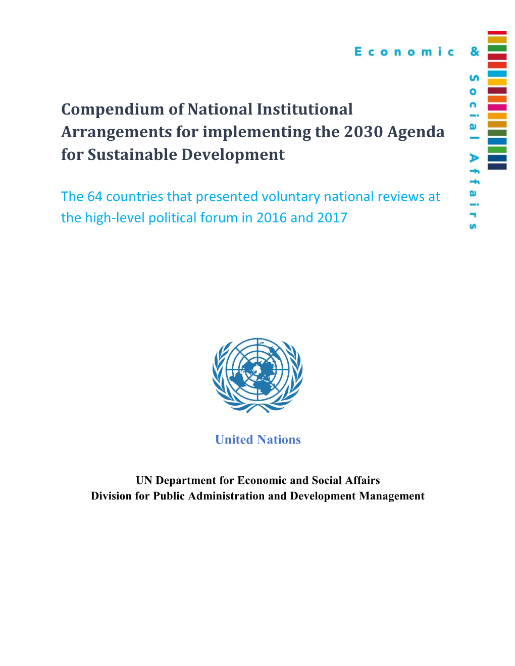 Compendiumofnational Institutional Arrangements for Implementing the 2030 Agenda For