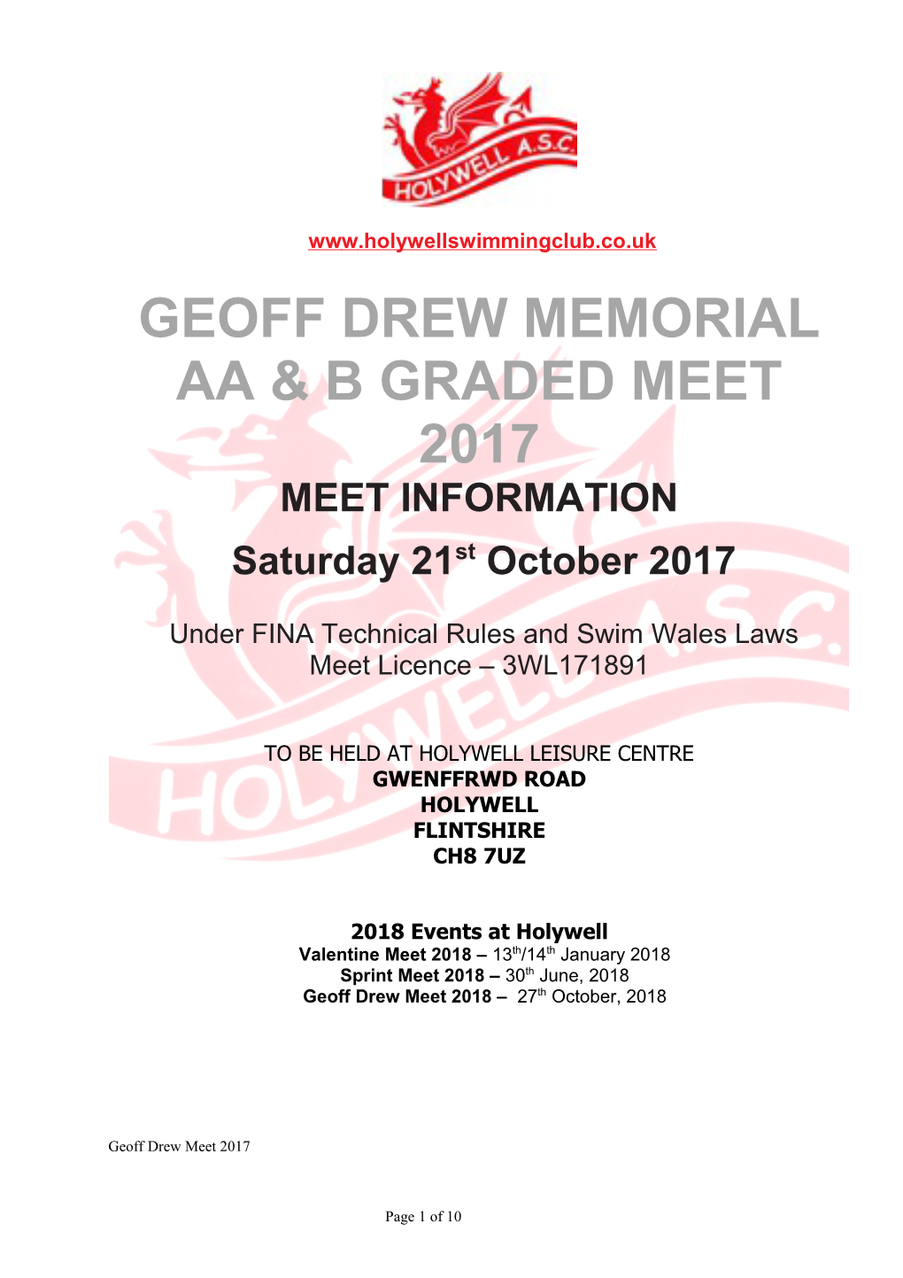Geoff Drew Memorial Aa & B Graded Meet