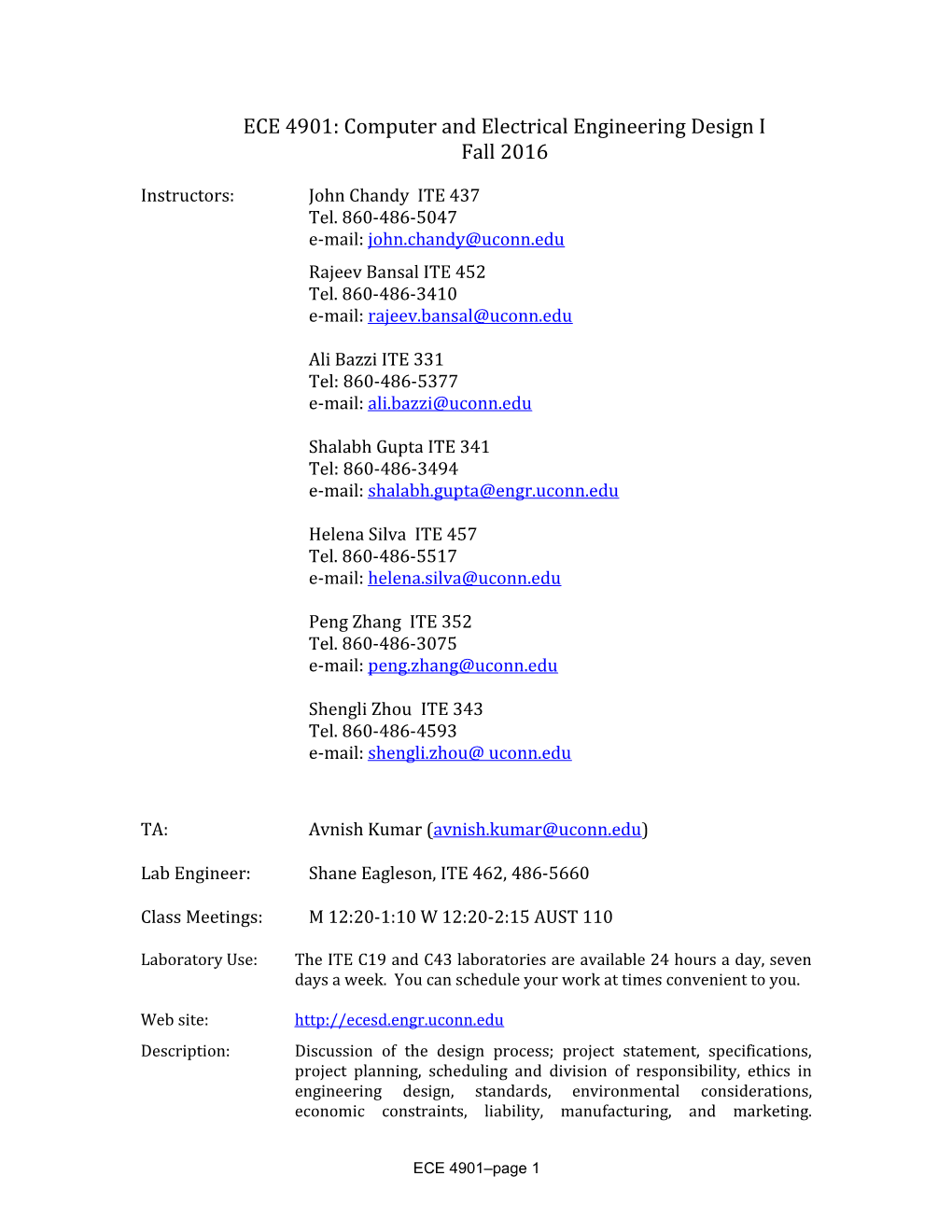 ECE 4901: Computer and Electrical Engineering Design I