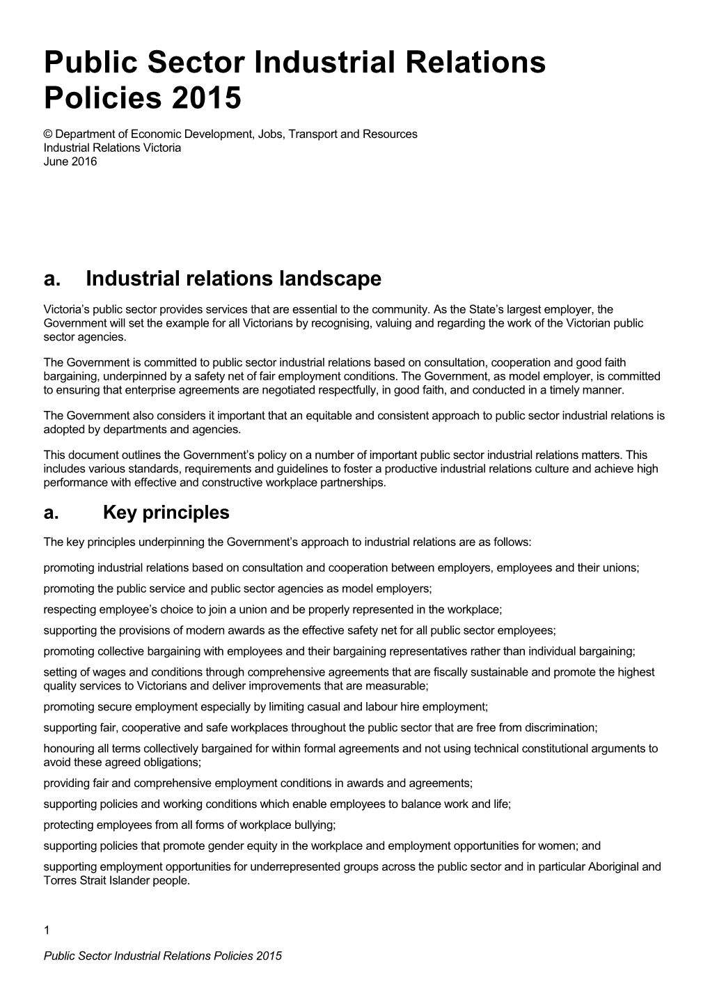 Public Sector Industrial Relations Policies 2015