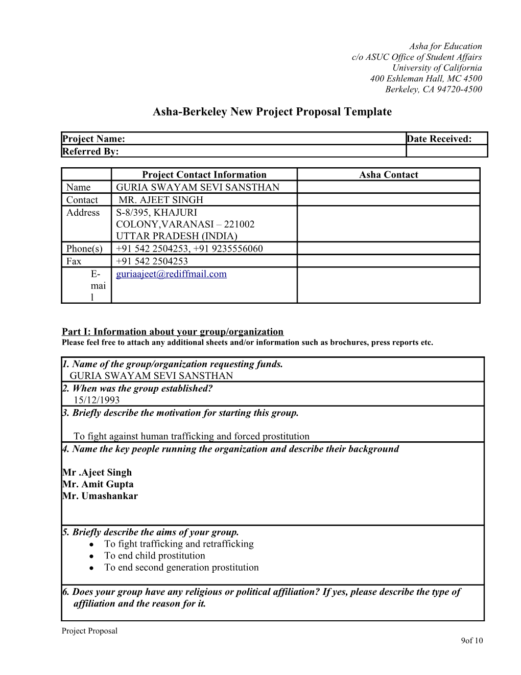 Asha-Berkeley New Project Proposal Template