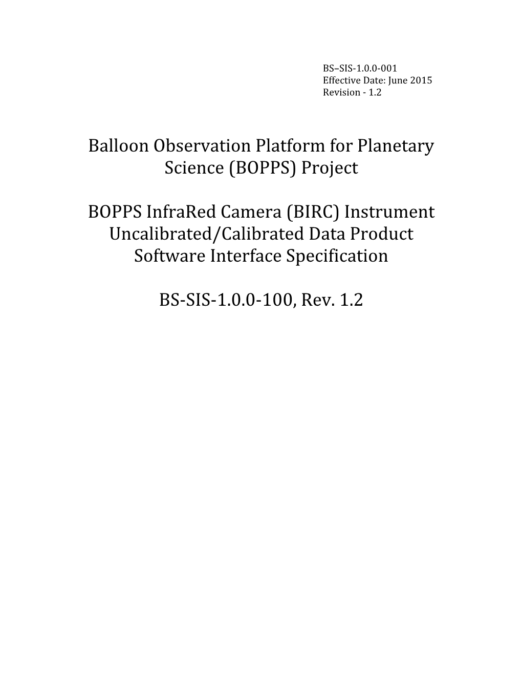 Balloon Observation Platform for Planetary Science (BOPPS) Project