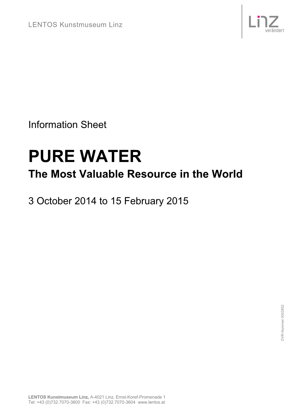 PURE WATER the Most Valuable Resource in the World