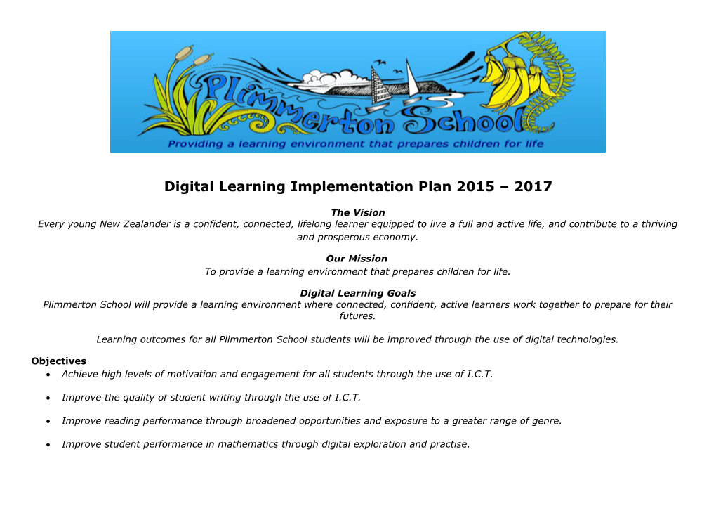 Digital Learning Implementation Plan 2015 2017