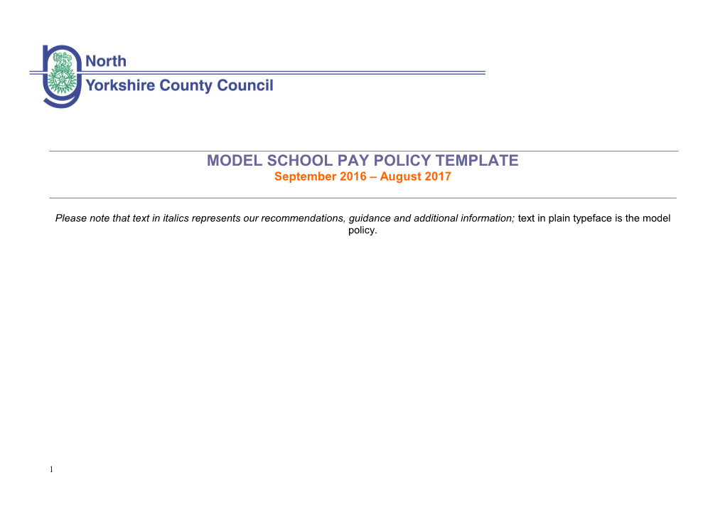 Model Schools' Pay Policy 2014-15