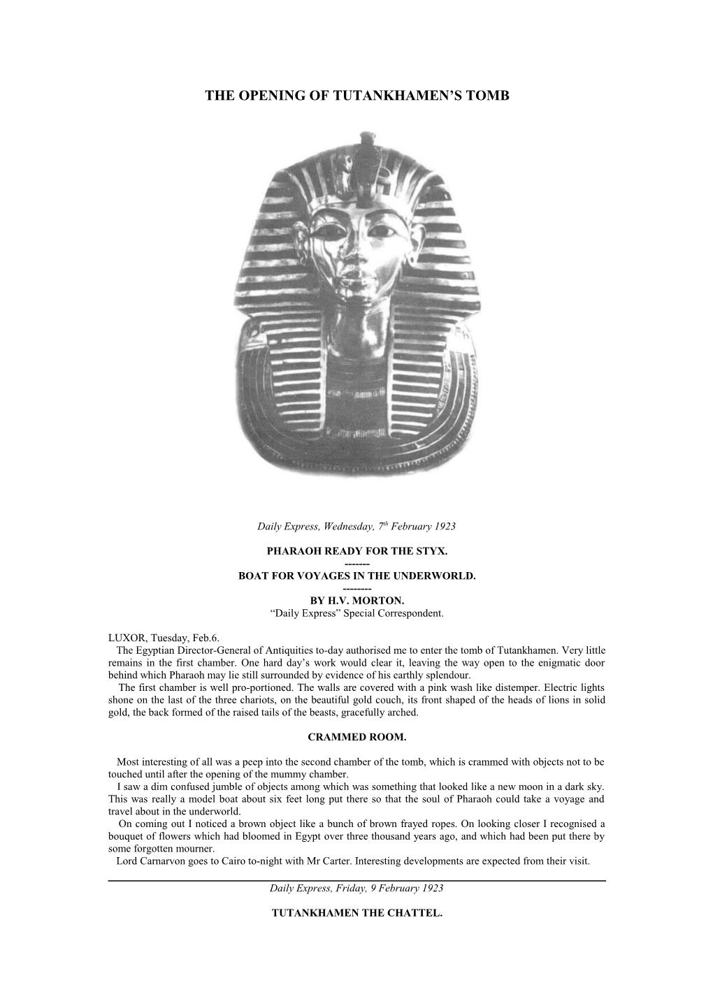 The Opening of Tutankhamen S Tomb