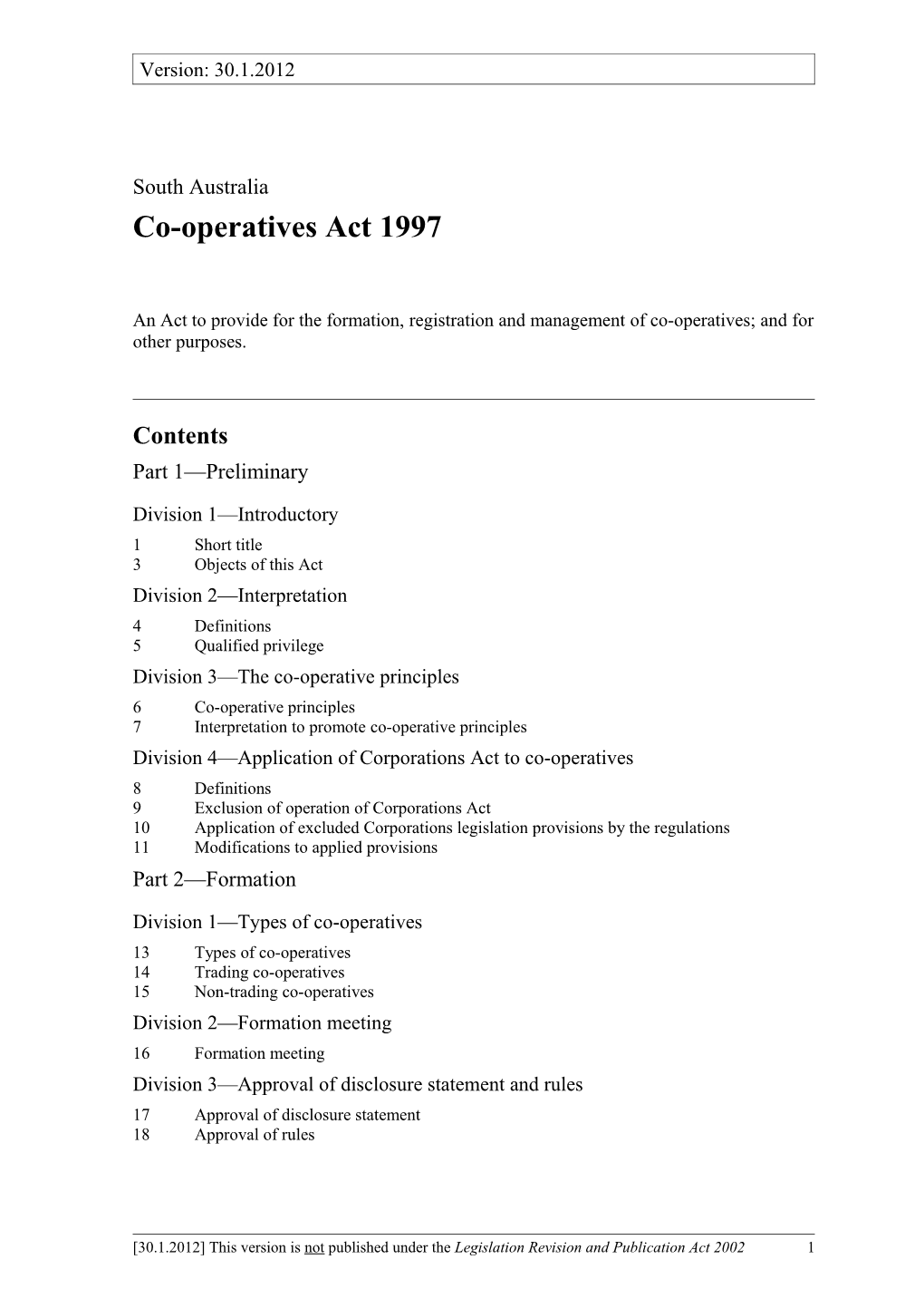 Co-Operatives Act 1997