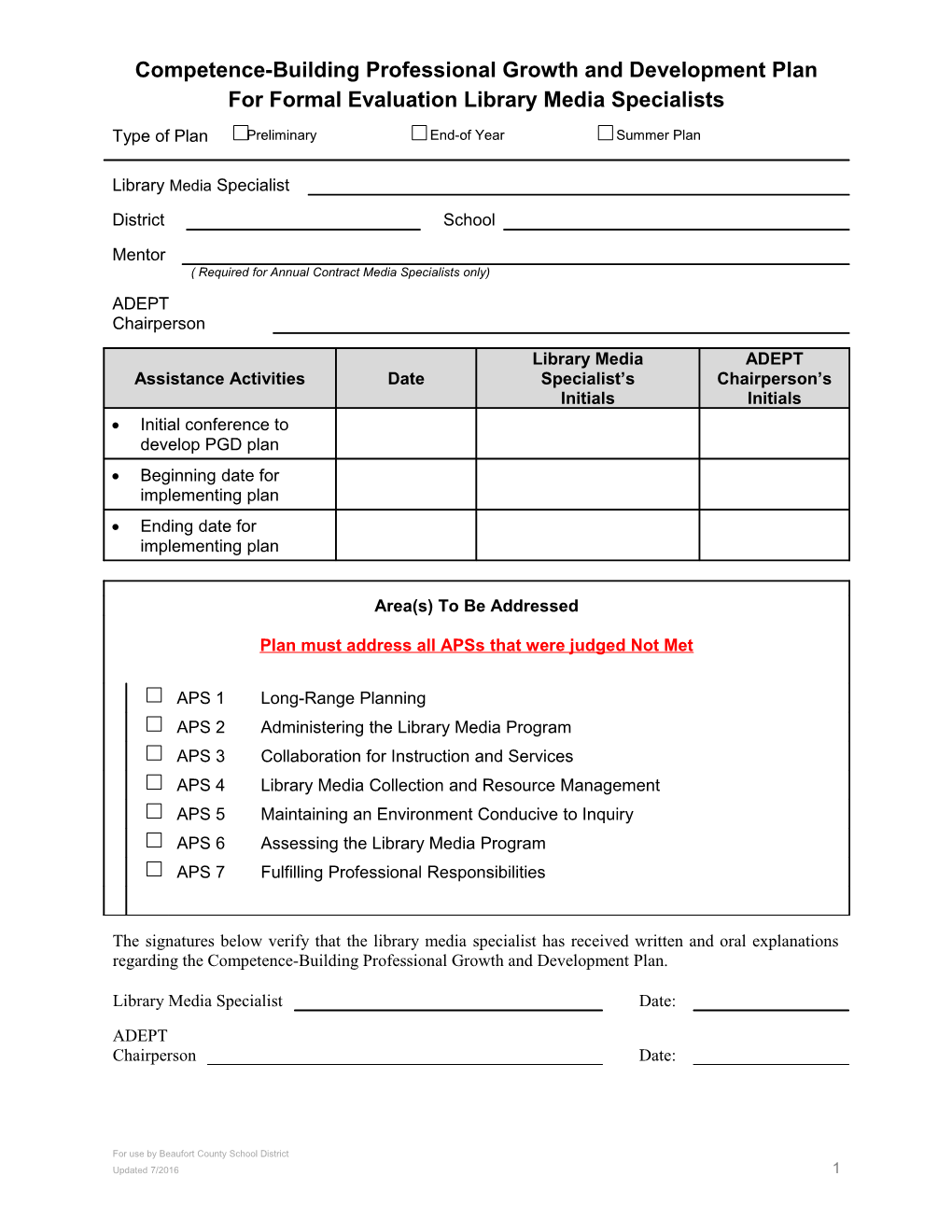 ADEPT Individual Assistance Plan