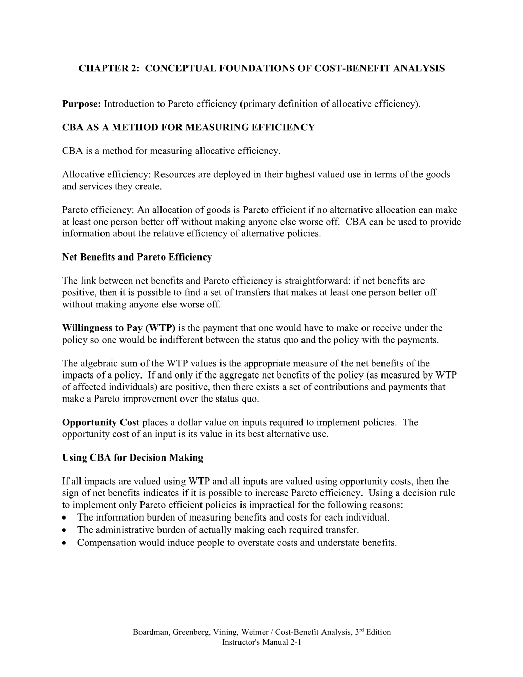 Chapter 2: Conceptual Foundations of Cost-Benefit Analysis