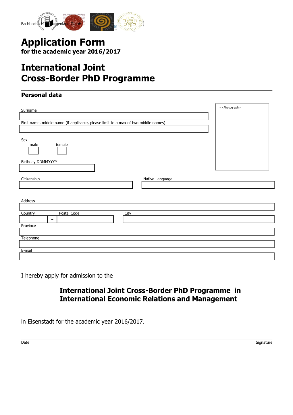 Cross-Border Phd Programme