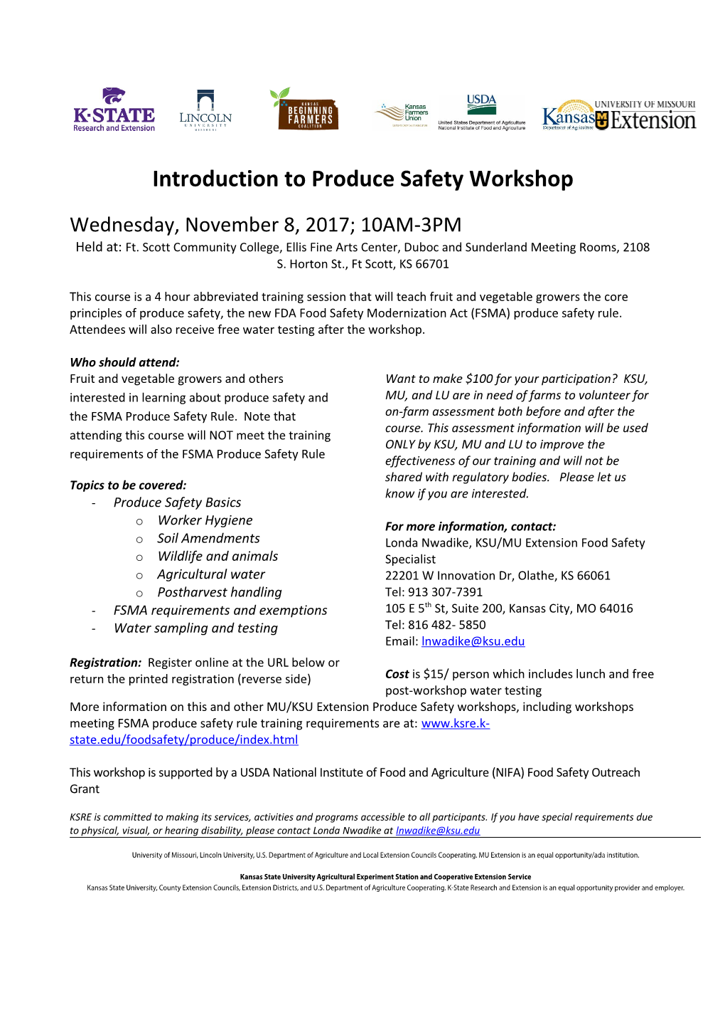 Introduction to Produce Safety Workshop
