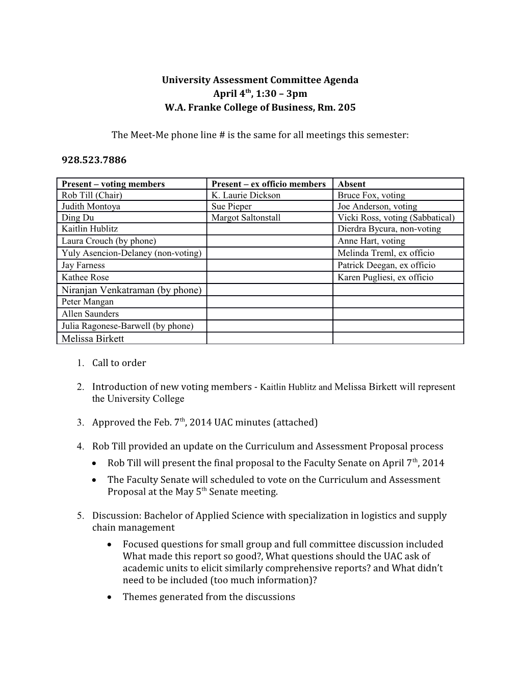 University Assessment Committee Agenda s1