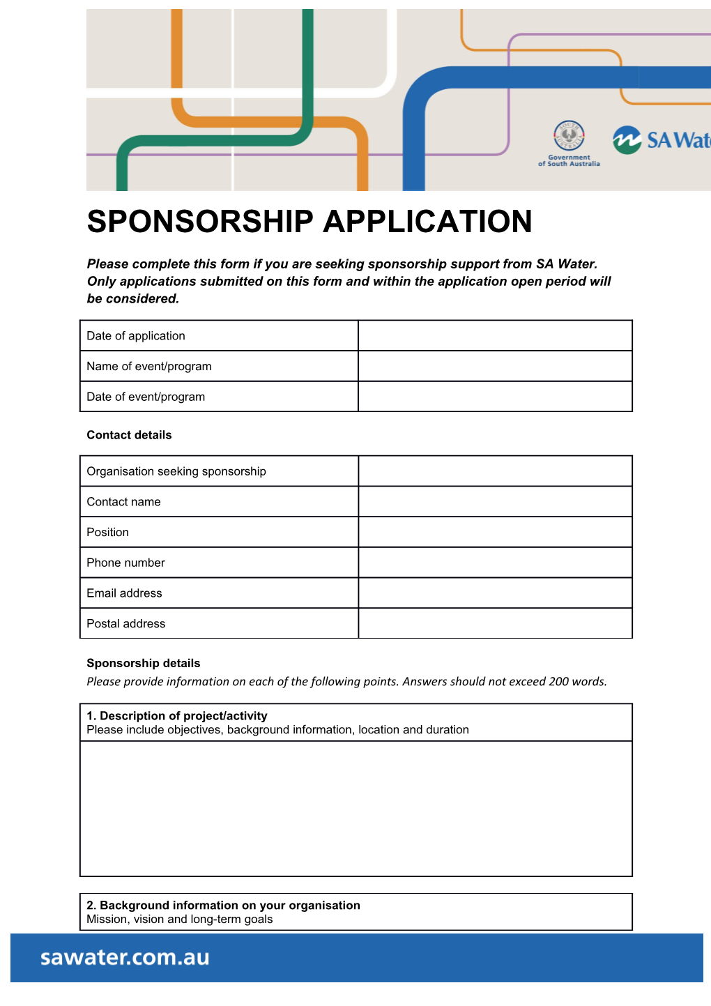 Sponsorship Application Template New Branding