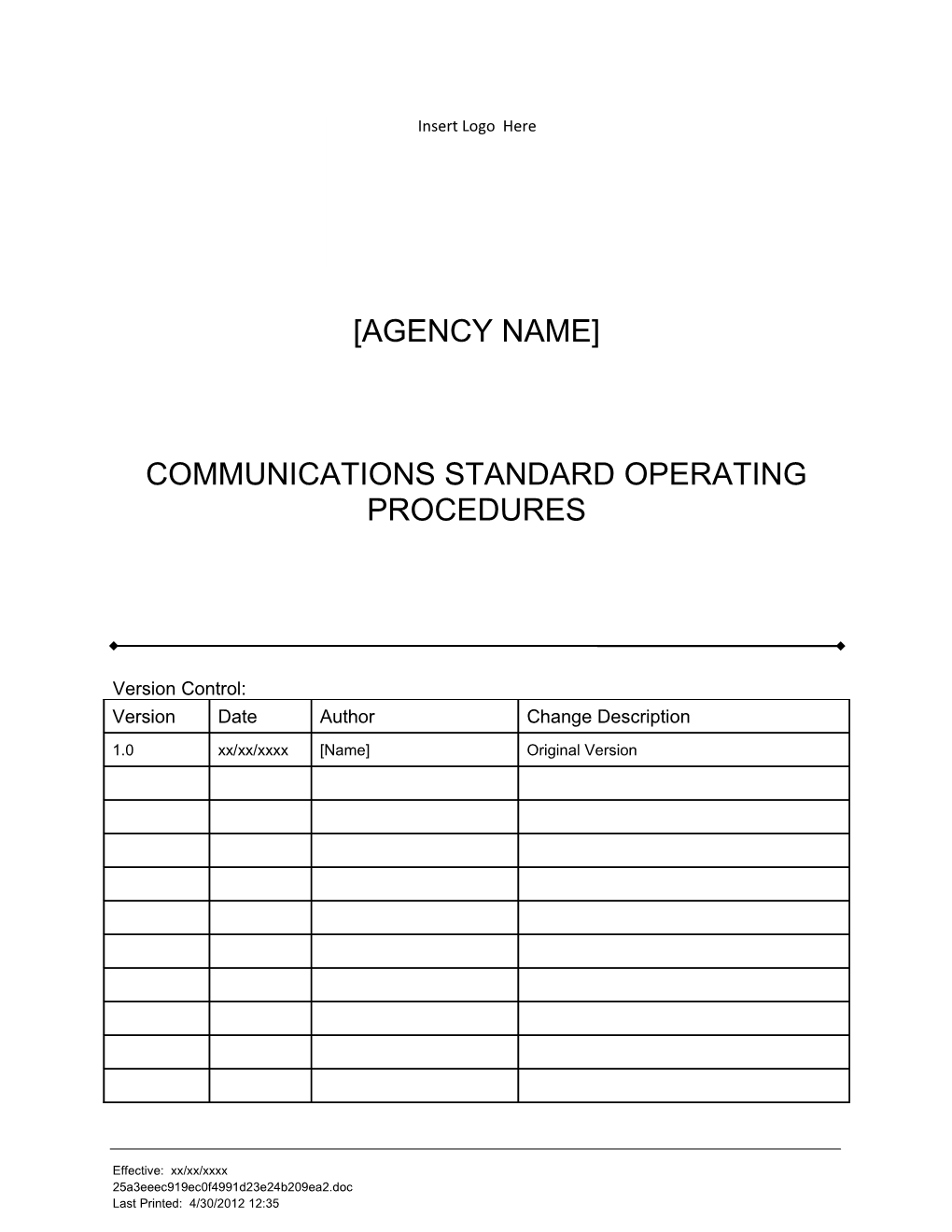 Communications Standard Operating Procedures