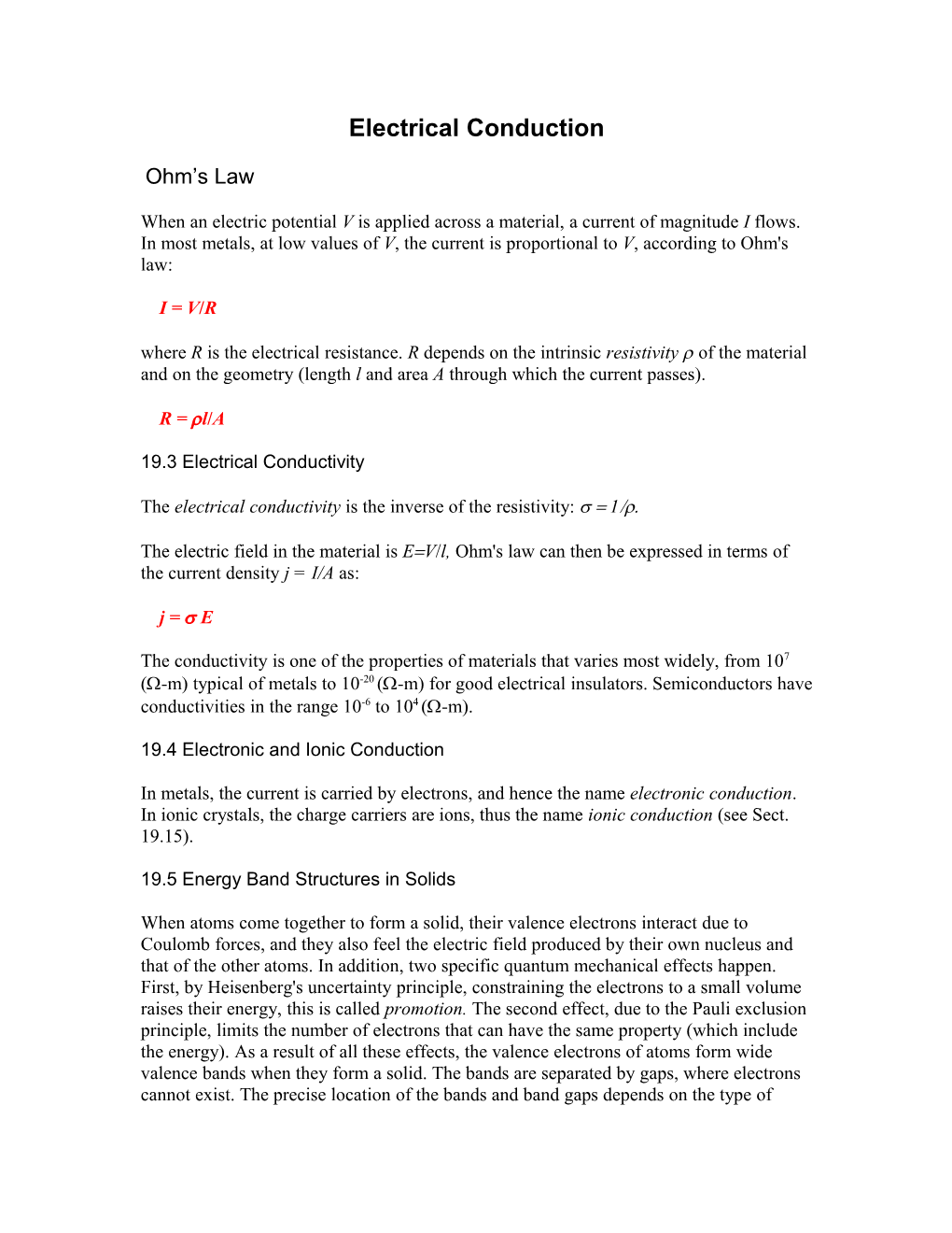 Electrical Conduction