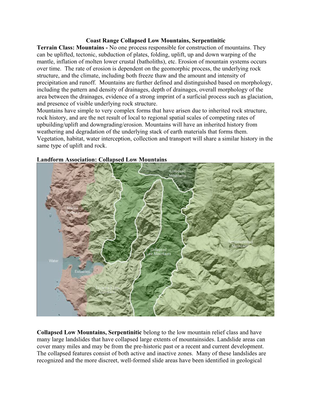 Coast Range Collapsed Lowmountains, Serpentinitic